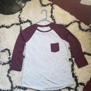 Maroon & Speckled White Baseball Tee